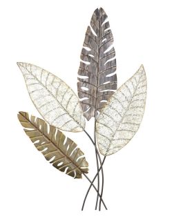 Wanddekoration Blätter in Antik Gold/Silber/Graumetallic