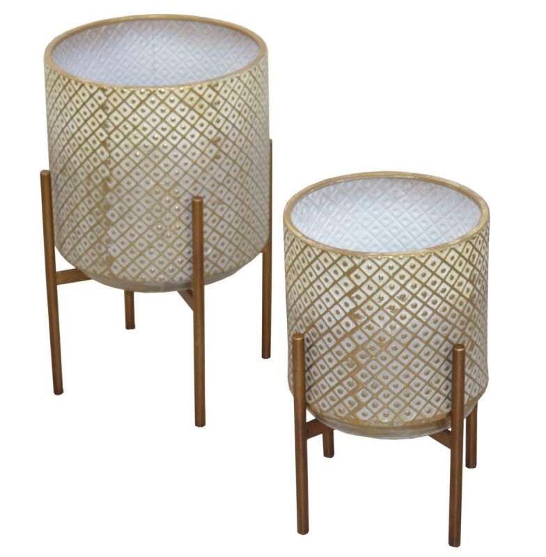 Blumenständer aus Metall Goldfarben Höhe 53 cm - IchVerkaufeAlles.de