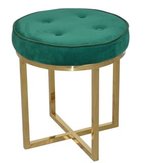 Hocker - Sitzhocker in Messingfarben/Sitzfläche Smaragdgrün
