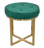 Hocker - Sitzhocker in Messingfarben/Sitzfläche Smaragdgrün