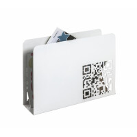 Haku Zeitungsständer Metall in weiß, mit abstrakter QR-Code Stanzung