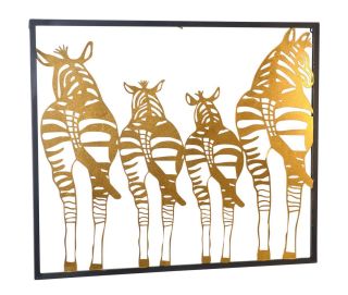 Wanddekoration " Zebrafamilie" schwarz/gold