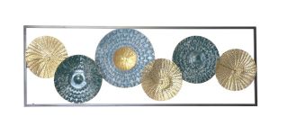 Wanddekoration Kreise in Gold- Türkisfarben