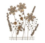 Wanddekoration Blumenwiese antik/goldfarben