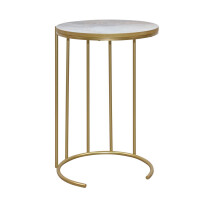 Beistelltisch, mit MDF-Tischplatte, goldfarben / marmoriert 3