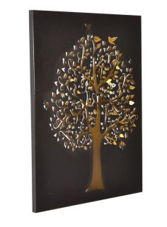 Wandbild Baum aus Metall schwarz/gold