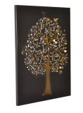 Wandbild "Baum" aus Metall schwarz/gold