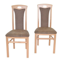 Esszimmerstuhl, Stuhl 2er-Set aus Massivholz Buche/Braun 1