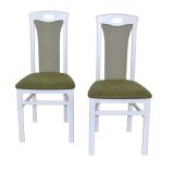 Esszimmerstuhl, Stuhl 2er-Set aus Massivholz Weiß/Grün