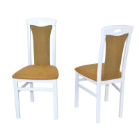 Esszimmerstuhl, Stuhl 2er-Set aus Massivholz Weiß/Gelb 2