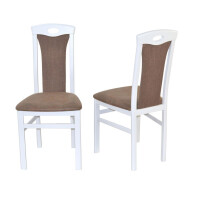 Esszimmerstuhl, Stuhl 2er-Set aus Massivholz Weiß/Braun 1