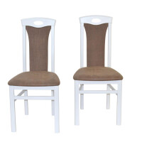 Esszimmerstuhl, Stuhl 2er-Set aus Massivholz Weiß/Braun 2