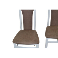 Esszimmerstuhl, Stuhl 2er-Set aus Massivholz Weiß/Braun 3