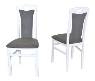 Esszimmerstuhl, Stuhl 2er-Set aus Massivholz Weiß/Anthrazit