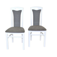 Esszimmerstuhl, Stuhl 2er-Set aus Massivholz Weiß/Anthrazit 2