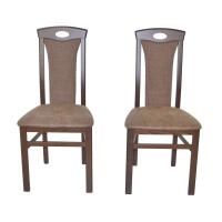 Esszimmerstuhl, Stuhl 2er-Set aus Massivholz Nussbaumfarben/Braun 1