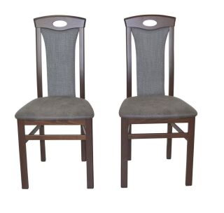 Esszimmerstuhl, Stuhl 2er-Set aus Massivholz Nussbaumfarben/Anthrazit