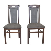Esszimmerstuhl, Stuhl 2er-Set aus Massivholz Nussbaumfarben/Anthrazit 1