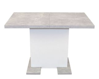 Essgruppe, Tischgruppe 5-teilig, Tisch Betonoptik Grau-Weiß/Stühle Schwarz