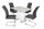 Essgruppe, Tischgruppe 5-teilig, Tisch Betonoptik Grau-Weiß/Stühle Schwarz