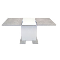 Säulentisch ausziehbar 110-150 cm, Betonoptik grau/weiß 3