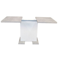Säulentisch ausziehbar 110-150 cm, Betonoptik grau/weiß 4
