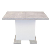 Säulentisch ausziehbar 110-150 cm, Betonoptik grau/weiß 5