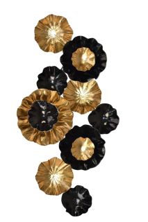 Wanddekoration Blüten schwarz/goldfarben