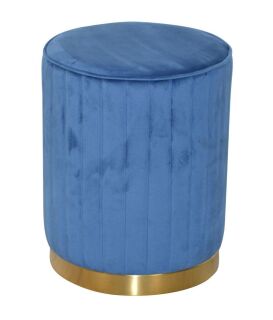 Sitzhocker mit Samtbezug in blau