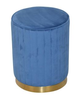 Sitzhocker mit Samtbezug in blau