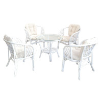Rattansessel 2er-Set mit Kissenauflagen, weiß/creme 3
