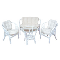 Rattansessel 2er-Set mit Kissenauflagen, weiß/creme 4