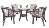 Rattansessel 2er-Set mit Kissenauflagen, braun/creme...