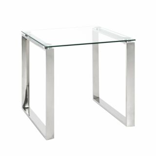 Haku Beistelltisch, Edelstahl/Glas 55x55cm