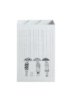 Haku Schirmständer aus Metall in weiß lackiert, mit Motivdruck