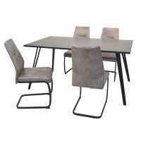 Schwingstuhl / Esszimmerstuhl, 4er-Set grau 5