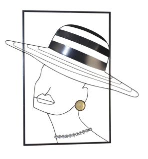 Wanddekoration "Frau mit Hut"