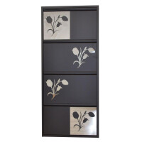 Metallschuhschrank mit Spiegelornamente (4 Klappen) 1