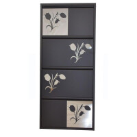 Metallschuhschrank mit Spiegelornamente (4 Klappen) 3