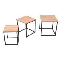 Beistelltisch 3 tlg. schwarz, Ablagen aus Eiche-Dekor Nb. 3