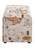 Haku Sitztruhe Motivdruck "Voyage"  in Vintage Optik creme-braun