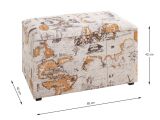 Haku Sitztruhe Motivdruck "Voyage"  in Vintage Optik creme-braun