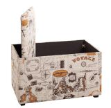 Haku Sitztruhe Motivdruck "Voyage"  in Vintage Optik creme-braun
