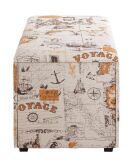 Haku Sitztruhe Motivdruck "Voyage"  in Vintage Optik creme-braun