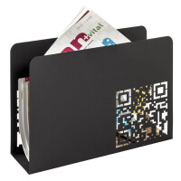 Haku Zeitungsständer Metall in schwarz, mit abstrakter QR-Code Stanzung