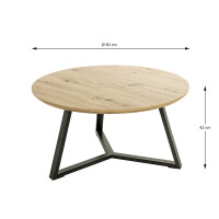 Haku Couchtisch in Schwarz-Eiche Ø 80cm 6