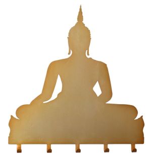 Wandgarderobe Hakenleiste "Buddha" aus Metall in Goldfarben