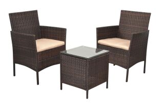 Lounge-Gartenset 3-tlg. Polyrattan braun