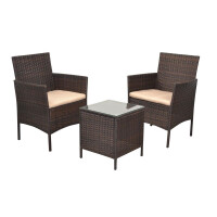 Lounge-Gartenset 3-tlg. Polyrattan braun 1