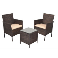 Lounge-Gartenset 3-tlg. Polyrattan braun 2
